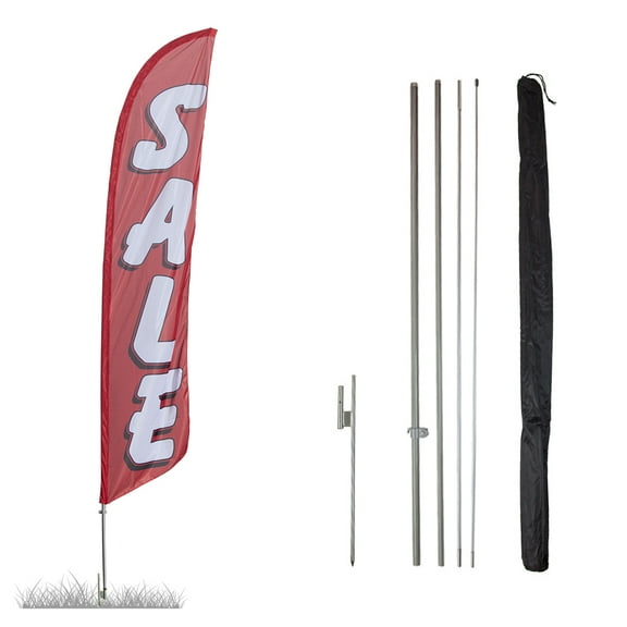 Vispronet Sale Red and White Feather Flag Kit, 13.5ft, Ground Spike