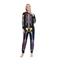 thumbnail image 2 of CLOISE Matching Family Pajamas Halloween Skeleton Onesie Pjs for Women Hooded Full-zip Sleepwear Comfortable Long Sleeve Loungewear Funny Halloween Clothes Black 2XL, 2 of 6