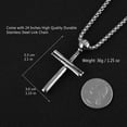 thumbnail image 6 of HZMAN Athletes Cross Necklace by Pendant Sports Stainless Steel Baseball and Baseball Bat Cross Necklace (Silver), 6 of 8