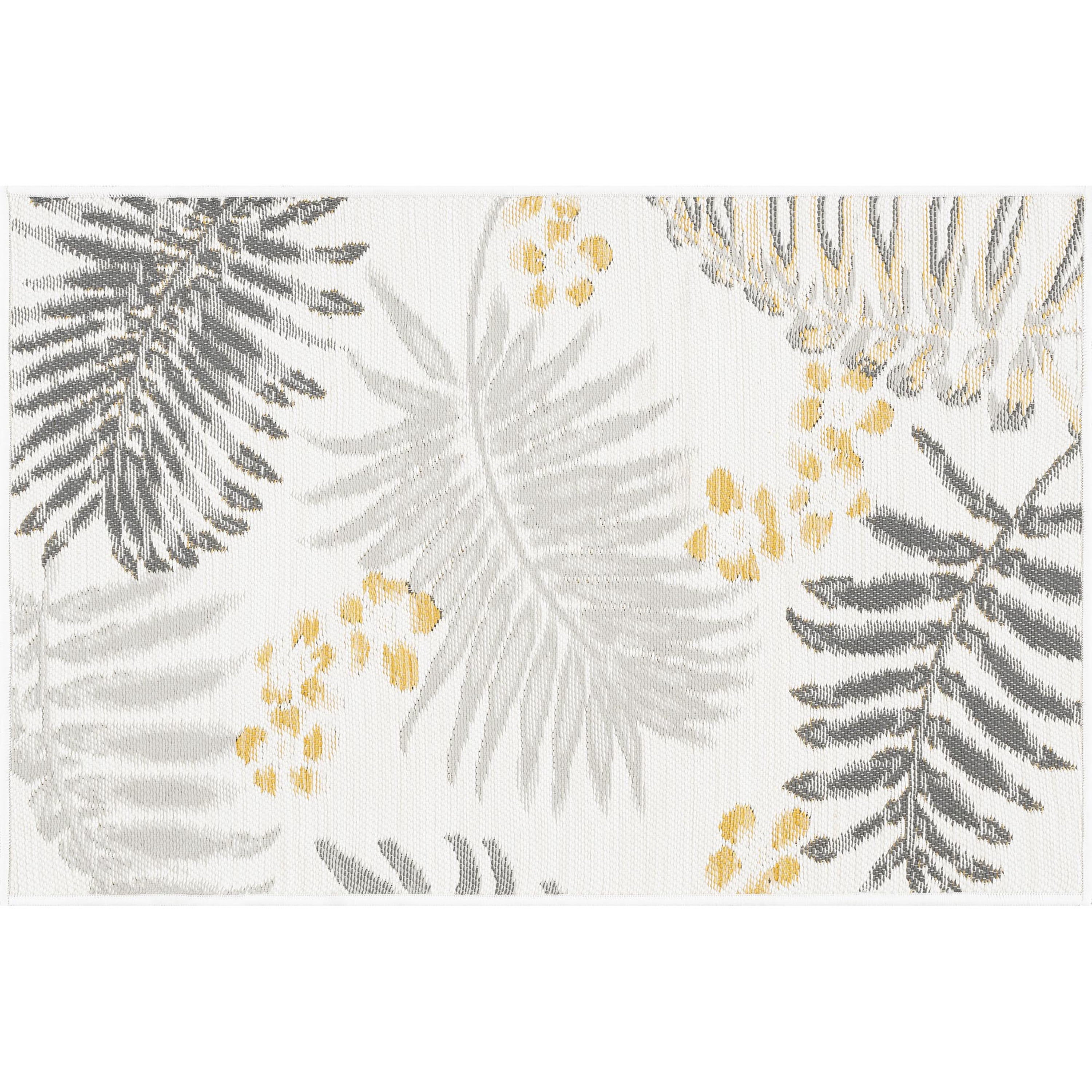 Bliss Rugs Floral Indoor Outdoor Rug Low-Profile Reversible Floor Mat for Patio, Entrance, Front Door | Cream, 2' x 3'