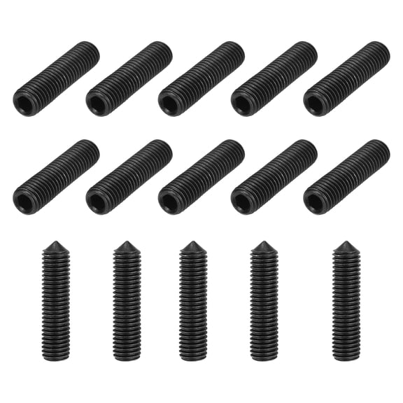 15 Pcs M12x50mm Set Screws, Carbon Steel Cone Point Hex Socket Grub Screw