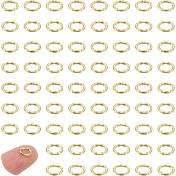 200Pcs Real 18K Gold Plated Open Jump Rings 5mm Stainless Steel Oval Jump Rings Golden Rings Metal Rings Connector Rings for DIY Bracelet Pendant Jewelry Making Repair
