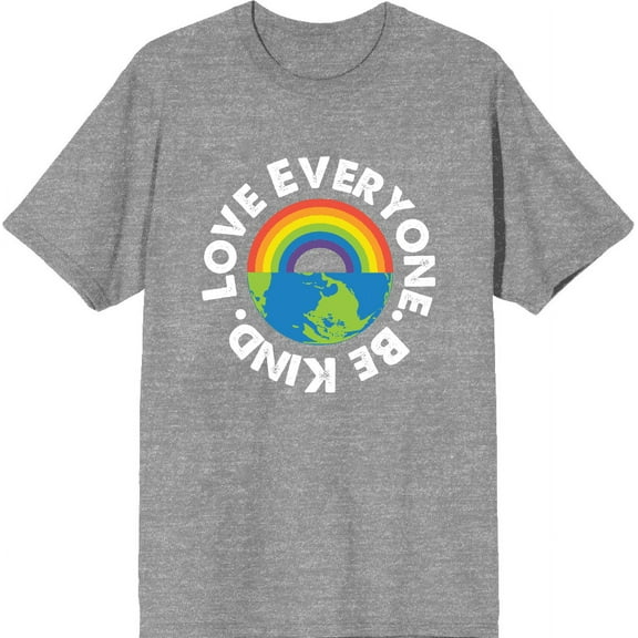 Pride Love Everyone Be Kind Adult Heather Gray Crew Neck Short Sleee Tee-Medium