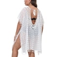 thumbnail image 3 of SAYFUT Womens Swimsuit Cover Up Crochet Coverups Hollow Out Bell Long Sleeve Drawstring Bathing Suits Swim Coverup, 3 of 5