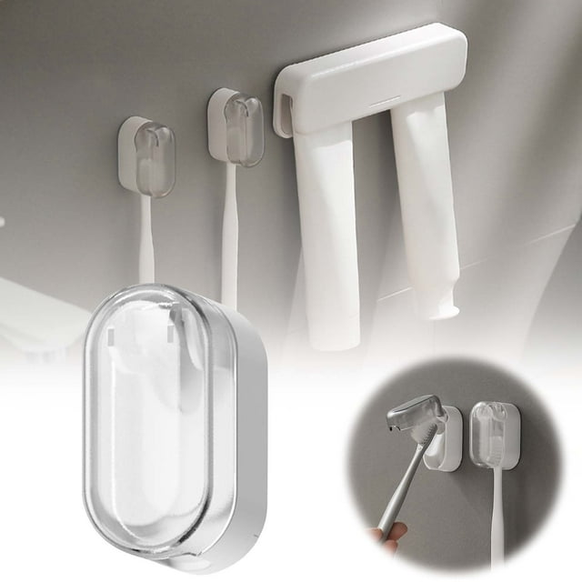Wall Mounted Toothbrush Holder With Cup Organizer For Toothbrush Bathroom Towels for Bathroom Bathroom Organizer Shower Bathroom Set Paper Towel Holder Microfiber Beach Towels