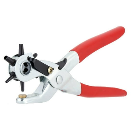 Heavy Leather Tool - Heavy Duty Leather Hole Punch Tool - Revolving For Quick Size Adjustment Plier - 6 Sizes Puncher -By Katzco