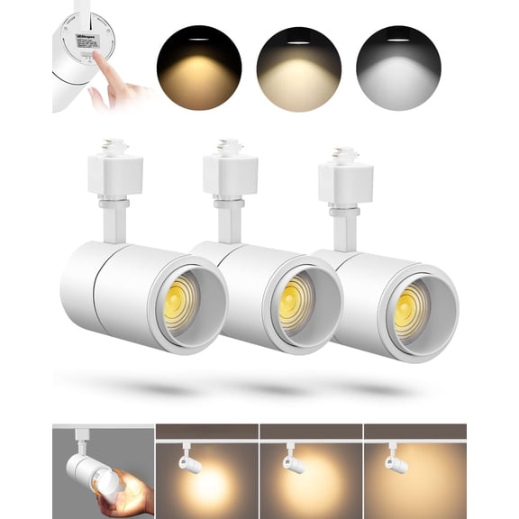 VANoopee 3-Color Zoomable 20W LED Track Lighting Heads H Type Track Light Heads Dimmable Bright Ceiling Spotlight Fixtures for Kitchen,3000K 4000K 5000K Adjustable,CRI90+ 15-60 2000lm White 3 Pack