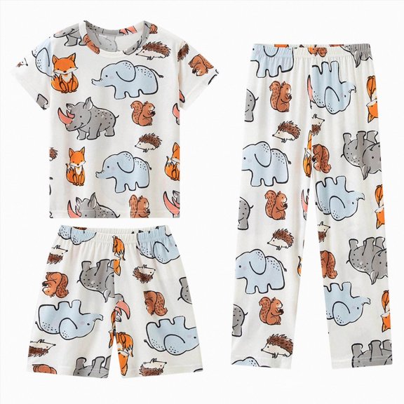 KPOPLK Little Boys Pajamas for Toddler Clothes Set 2-14 Years Cartoon Sleepwear Long Sleeve 3 Piece Kids Pjs,Size 7-8 Years