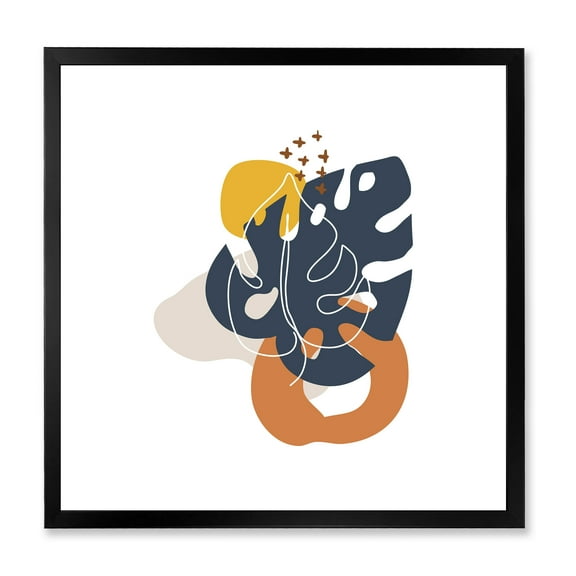 Designart 'Abstract Minimal Shapes Under Flowers IX' Modern Framed Art Print