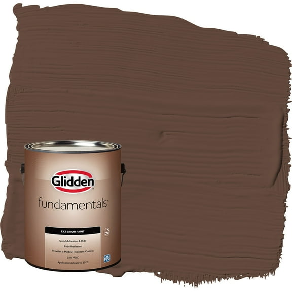 Glidden Fundamentals Fudge / Brown Satin Exterior Paint, 1 Gallon