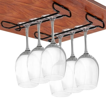 2Pcs 10 Inch Set of Cabinet Wine Glass Rack Stemware Holder Glass Storage Hanger Organizer for Kitchen and Bar (Black)