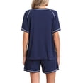 thumbnail image 4 of DreamFish Women's Summer Short Sleeve Top and Shorts Pajama Ladies Soft Pjs Lounge Set with Pockets, 4 of 5