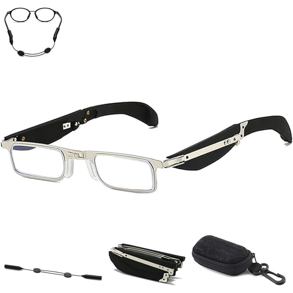 Foldable Anti-Blue Light Reading Glasses with Case, Foldable Reading Glasses Smart Gadgets for Women Men (Black,  2.50)
