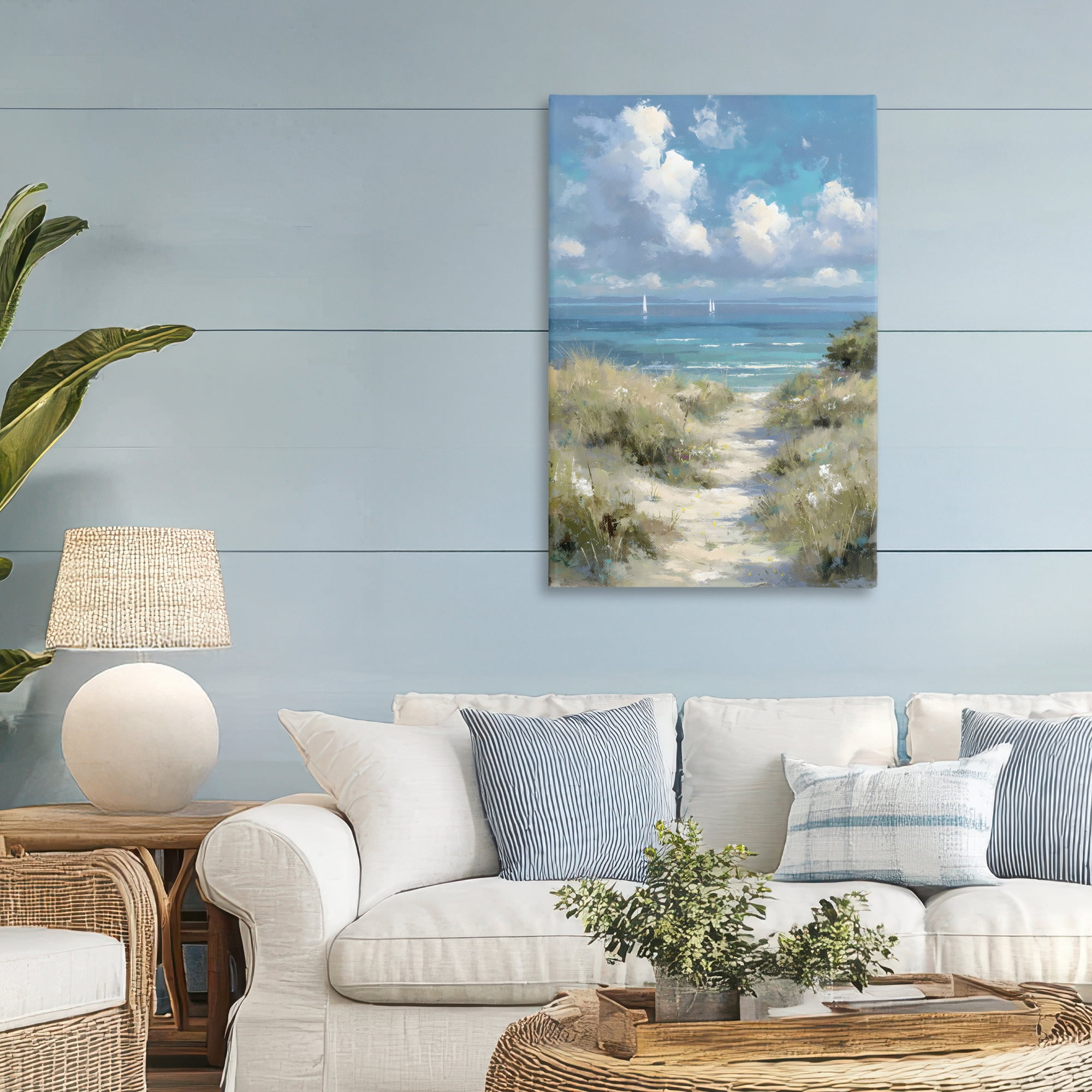Stupell Industries Impressionist Clouds over Beach Path Canvas Wall Art, design by Petal Prints Design