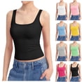 thumbnail image 3 of SHITINN Women's Square Neck Tank Top Sleeveless Double Lined Basic Tops Lace Camisoles for Women plus Size Wide Strap Neck Crop Top plus Size Long Camisoles for Women Camisole Lace Crop Top Top for, 3 of 8