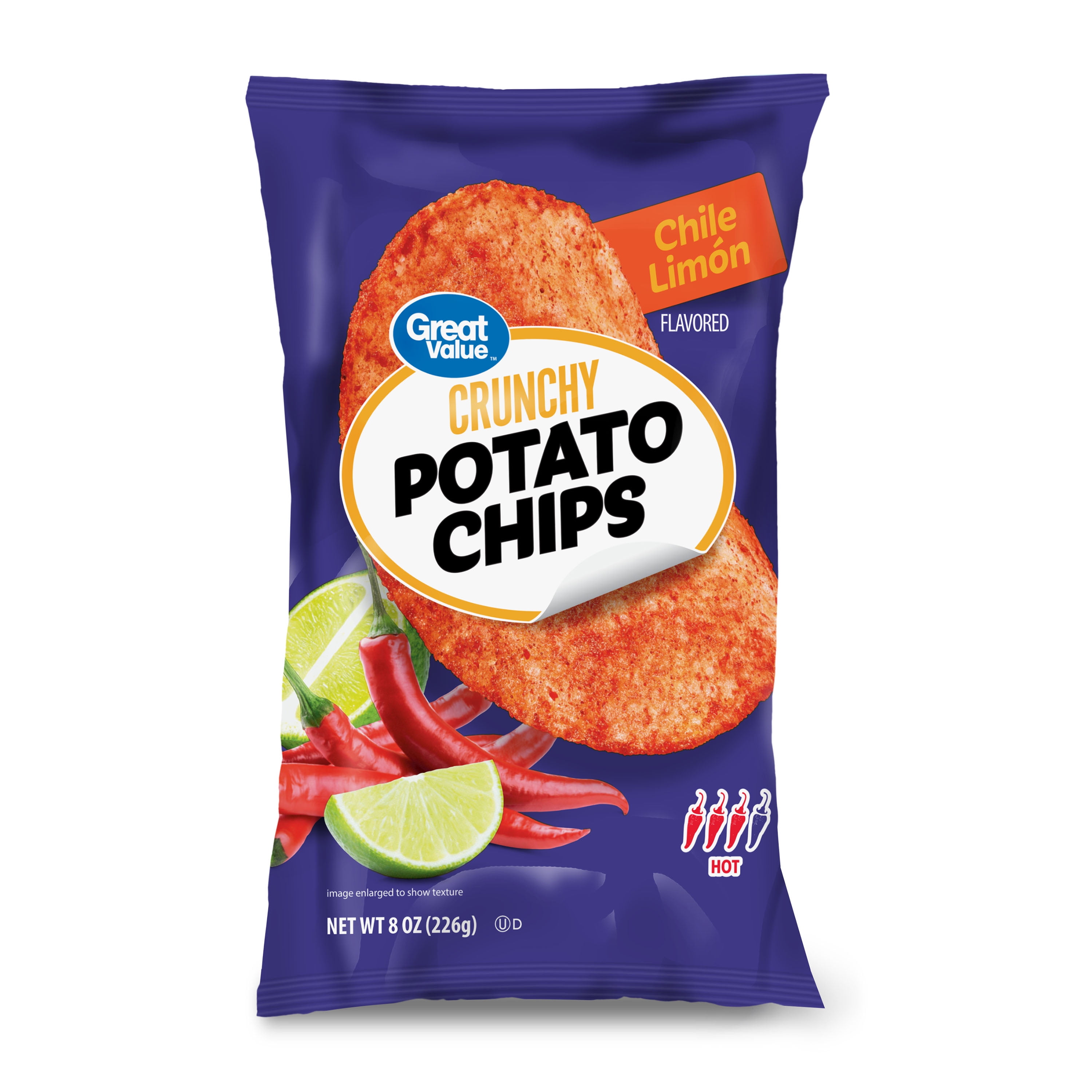 (10 pack) Great Value Chile Limon Flavored Crunchy Potato Chips, 8 oz