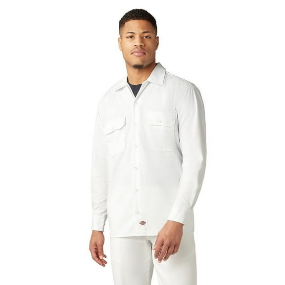 Dickies Men's Long Sleeve Work Shirt, Button-Down, Wrinkle-Resistant, Stain Release, Durable Twill, Chest Pockets