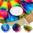 thumbnail image 4 of Tie Dye Vivid Petal Mandala Pattern Round Fitted Tablecloth with Elastic Edge,Dining Table Cover Waterproof,Outdoor Round Tablecloth for Camping,Dining,Indoor and Outdoor, 4 of 7