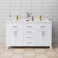 thumbnail image 2 of Wyndham Collection Beckett 60" Wood Double Bathroom Vanity in White/Gold, 2 of 6