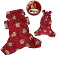 thumbnail image 1 of Klippo Pet  Adorable Silly Monkey Fleece Dog Pajamas & Bodysuit With Hood, Burgundy - Medium, 1 of 1