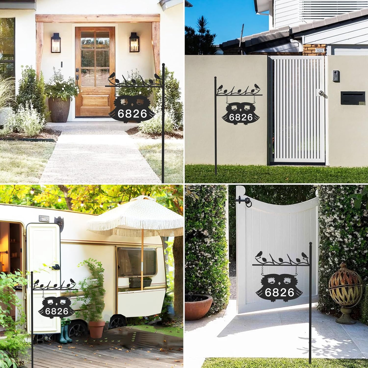 Metal Address Sign for Houses, House Numbers for Outside, Double-Sided Reflective Home Address Sign for Yard, Mailbox Decor Numbers, Address Plaques for High Visibility with Pole