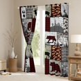 thumbnail image 3 of Homewish Rustic Bear Deer Blackout Curtains Set of 2 (52x84 Each) for Men, Jungle Hunting Window Curtains, Vintage Grey Red Patchwork Curtains and Drapes, Window Curtains Room Decor, 3 of 6