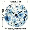 thumbnail image 3 of Pratyus Blue Flowers Theme 10-Inch Wall Clock for Living Room Decor, Kitchen, Dorm, Practical Everyday Gifts 10x10in, 3 of 8