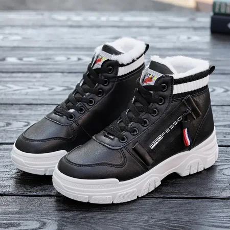 

Women‘s High Top Platform Thermal Lace-Up Combat Boots Fleece Casual Faux Leather Sneaker Women‘s Footwear