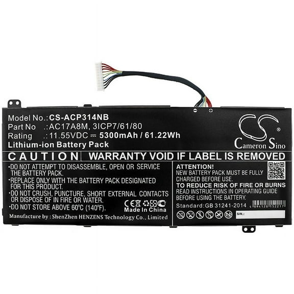 5300mAh 3ICP7/61/80 AC17A8M Battery for Acer TravelMate X3410-M-540B TravelMate X3410-MG Spin 3 SP314-52-30SD
