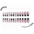 thumbnail image 3 of Uñas postizas IMRAIN largas cuadradas negras con moño, 24 piezas, 3 of 7