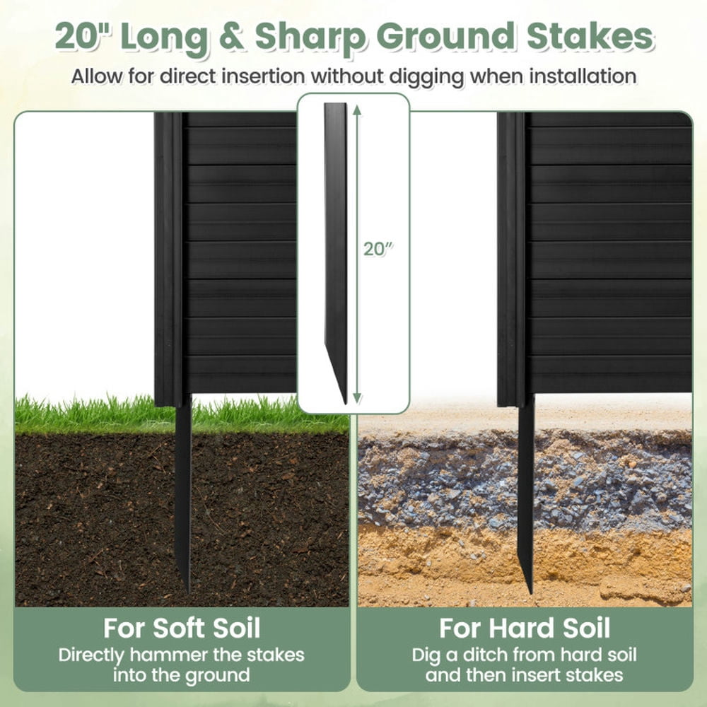 Topcobe Outdoor PVC Air Conditioner Fence with 20 Inch Long Stakes, Partition Decorative Panels for Balcony Backyard Garden-Black