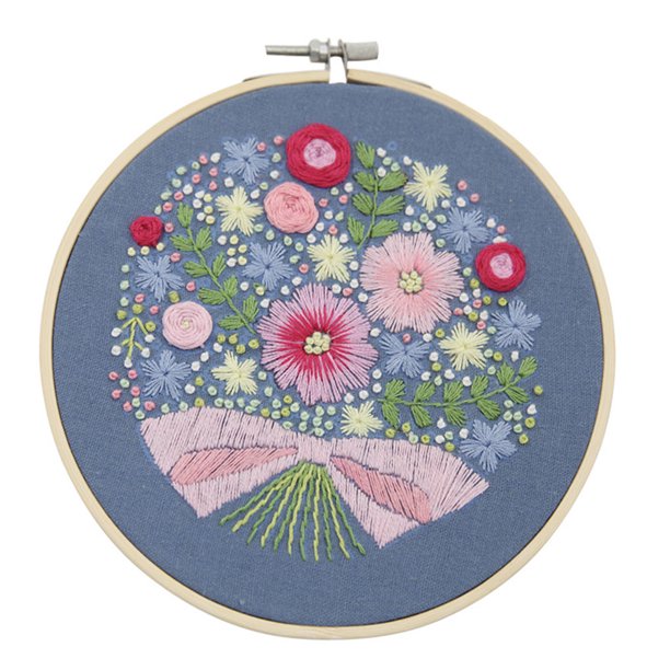Kearding DIY bordado flor trabajo hecho a mano costura para principiantes Kit de punto de cruz cinta pintura bordado aro decoración del hogar Artesanía 15 * 19 Blumenstrauß Kearding HA7361-06B