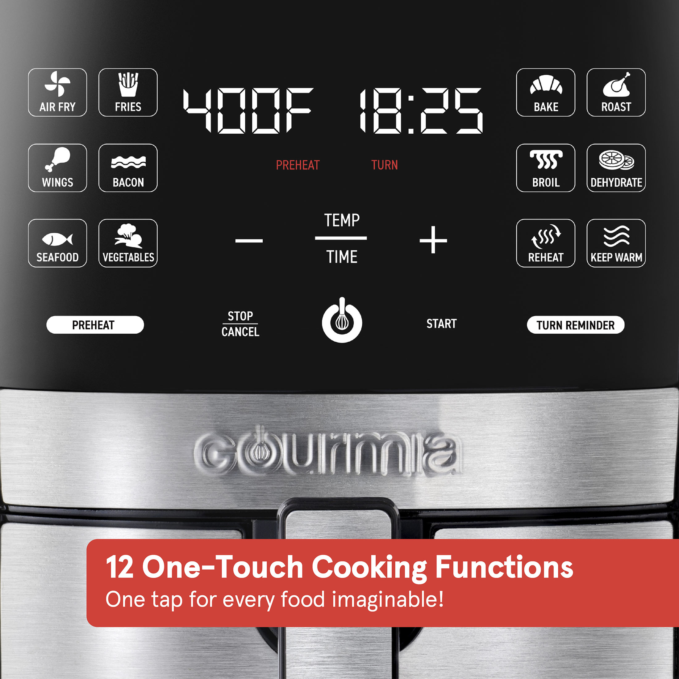 Gourmia 6 Qt Digital Air Fryer with Guided Cooking and 12 One-Touch Cooking Functions, 13.58 H, New - image 5 of 9
