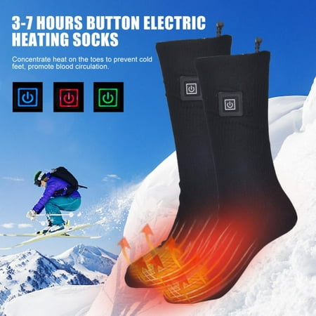

3-7 Hours Button Electric Heating Socks Adjustable Breathable Quick-drying for Women Men Winter Skiing Outdoor Sports Sock