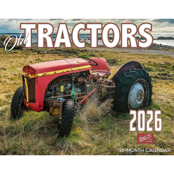 2026 Old Tractors Wall Calendar 16-Month X-Large Size 14x22, Best Farm Equipment Calendar by The KING Company-Monster Calendars