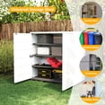 thumbnail image 3 of Decksplore 34”x15”x34” White Diamond-Shaped Outdoor Storage Cabinet with 3 Shelves– Slim Modern Shed for Balcony, Patio & Apartment Entrances – Space-Saving Design for Urban Homes, 3 of 9