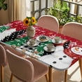 thumbnail image 3 of Red Snowman Christmas Table Cloths for 4 Foot Rectangle Tables, Snowflake Xmas Tree Winter Elk Patio Waterproof Elastic Fitted Tablecloths, Washable Rectangular Table Cover for Camping, 3 of 8