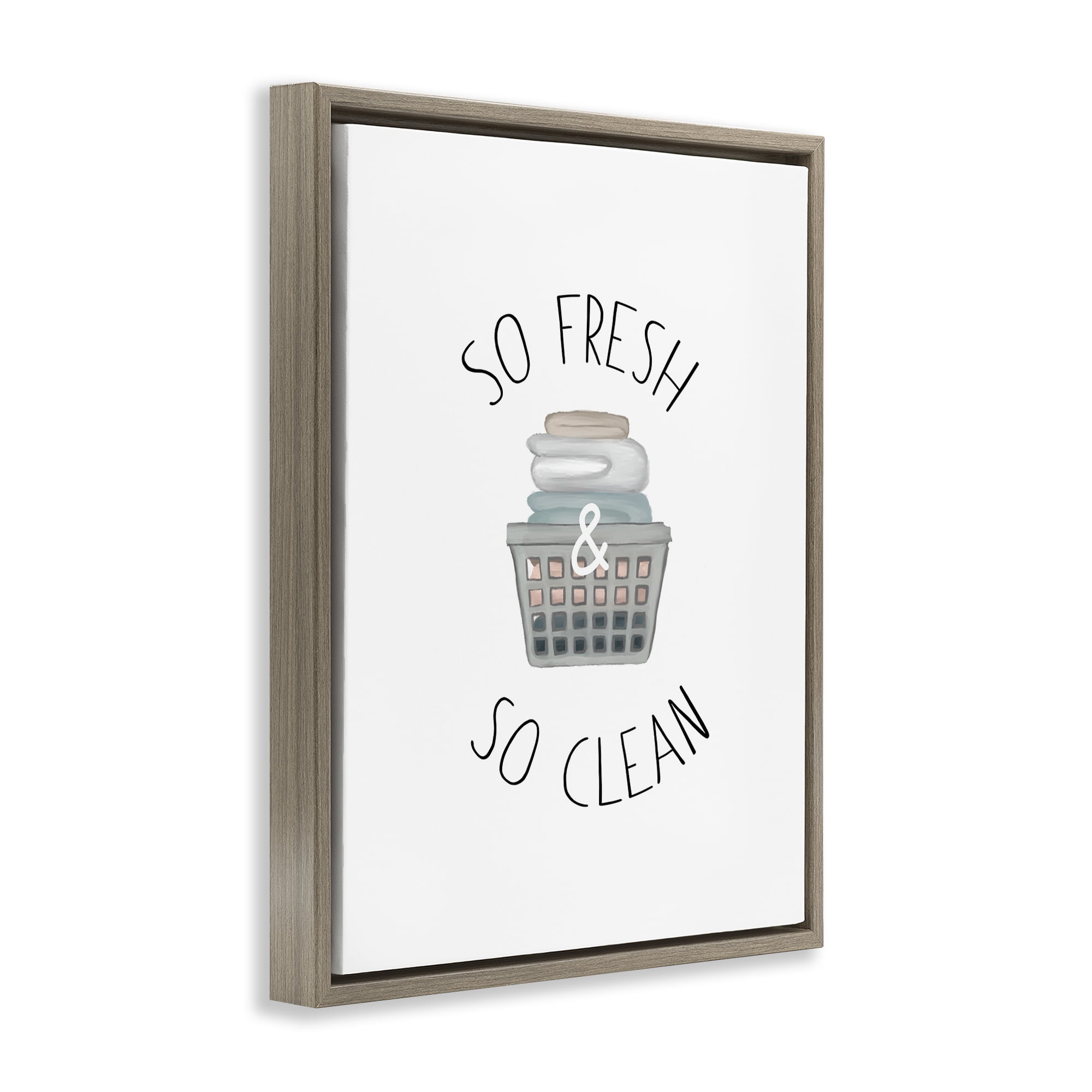 Stupell Industries So Fresh Laundry Basket Brown Framed Floater Canvas Wall Art, design by Elizabeth Medley