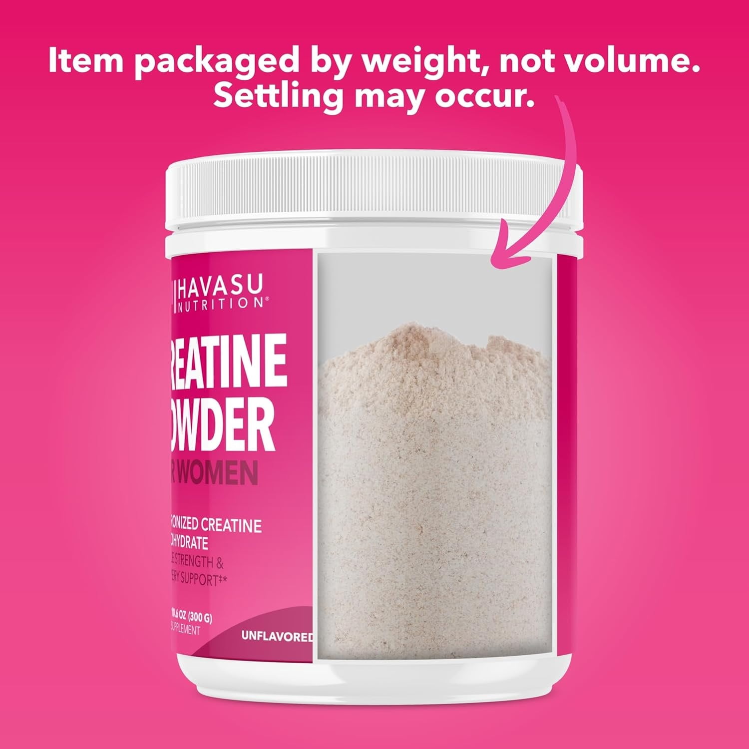 Havasu Nutrition Micronized Creatine Monohydrate Powder for Women, Unflavored, 10.6 oz (100 Servings)