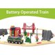 thumbnail image 2 of Wooden train track train toy, green tank battery-powered locomotive with magnetic train, 2 of 4