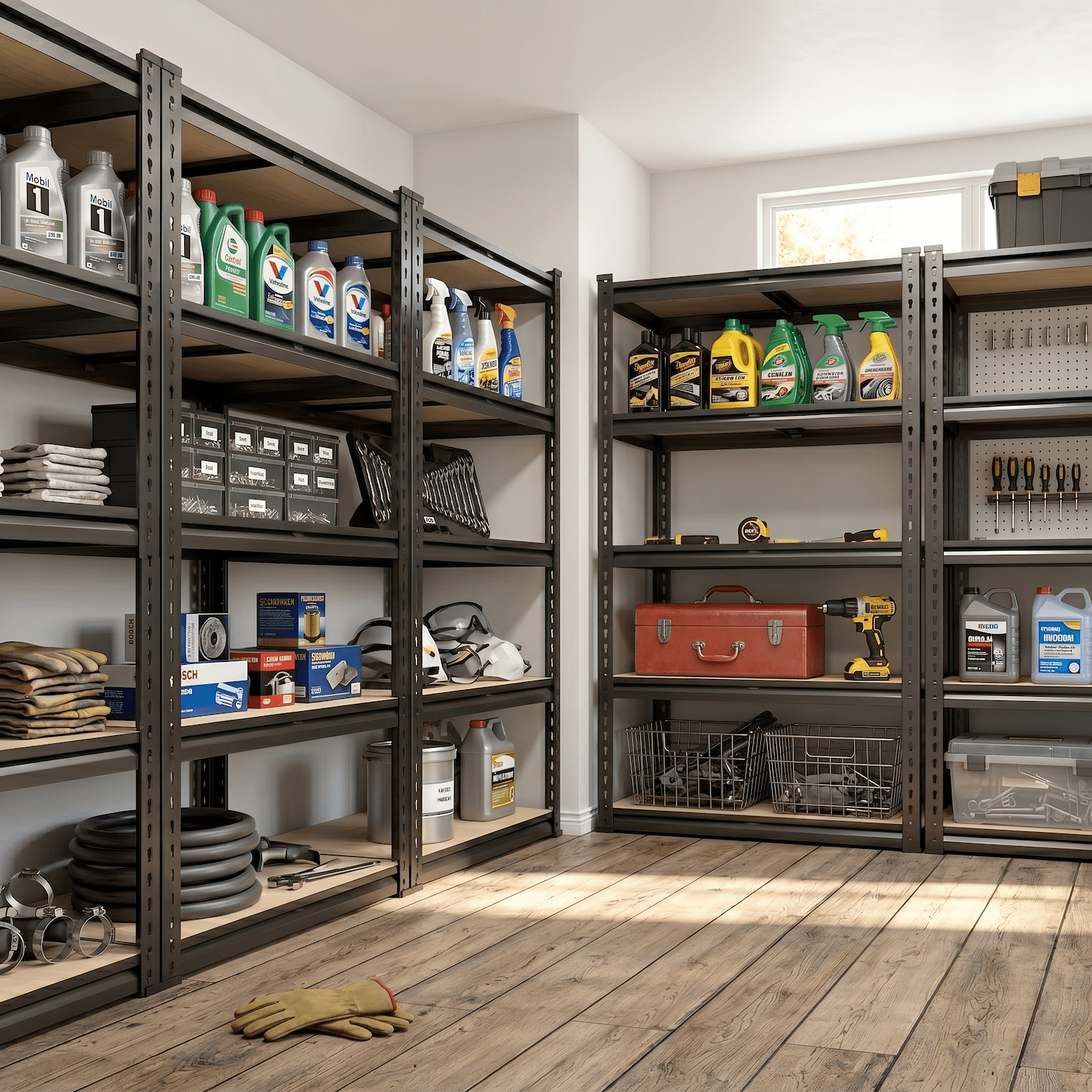 Xiweot Heavy Duty Garage Storage Shelves, 2000 lbs Metal Shelving Unit, 5 Tier Adjustable Garage Shelves, 60"H x 12" D x 28" W Freestanding Steel Shelving Rack for Basement, Pantry, Warehouse
