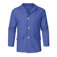 thumbnail image 4 of eileial Men's Slim Fitting Linen Jacket Cotton Lightweight Button Blazer Casual Sport Button-Down Coat Lightweight Work Shacket,Blue L, 4 of 4