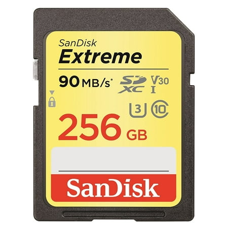 SanDisk 256GB Extreme SDXC UHS-I Memory Card - 90MB/s, C10, U3, V30, 4K UHD, SD Card -
