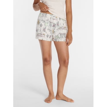 Joyspun Women's Woven Pajama Boxer Shorts, 3'' Inseam, Sizes XS-2X