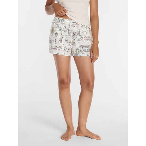 Joyspun Women's Woven Pajama Boxer Shorts, 3'' Inseam, Sizes XS-2X
