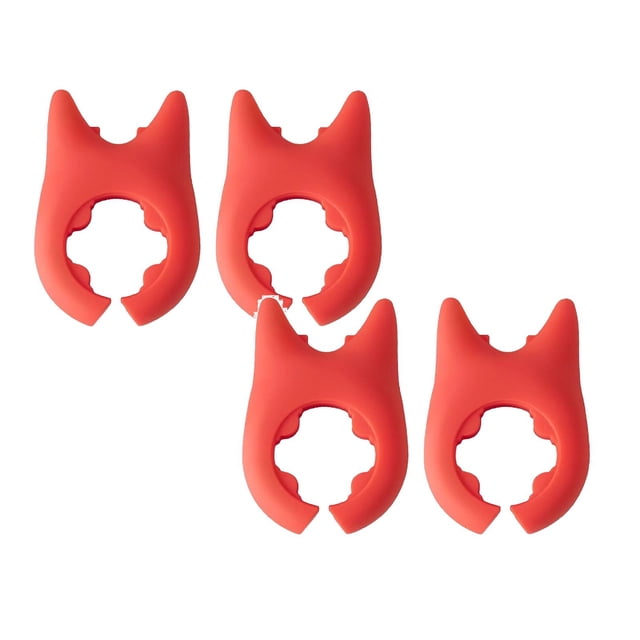 2PC Spoon And Lid Rest 2 PCS Spoon Pot Pan Holder Spatula Bracket Clips Heat Resistance Non Slip Silicone Pot Spoon Holder Pot Clip Holder Fun Cartoon Spoon Rest For Pot Kitchen Gadget Red