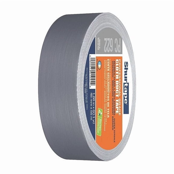 Shurtape Duct Tape, Silver, 60-1/8 yd L, 1-7/8 in W 183845