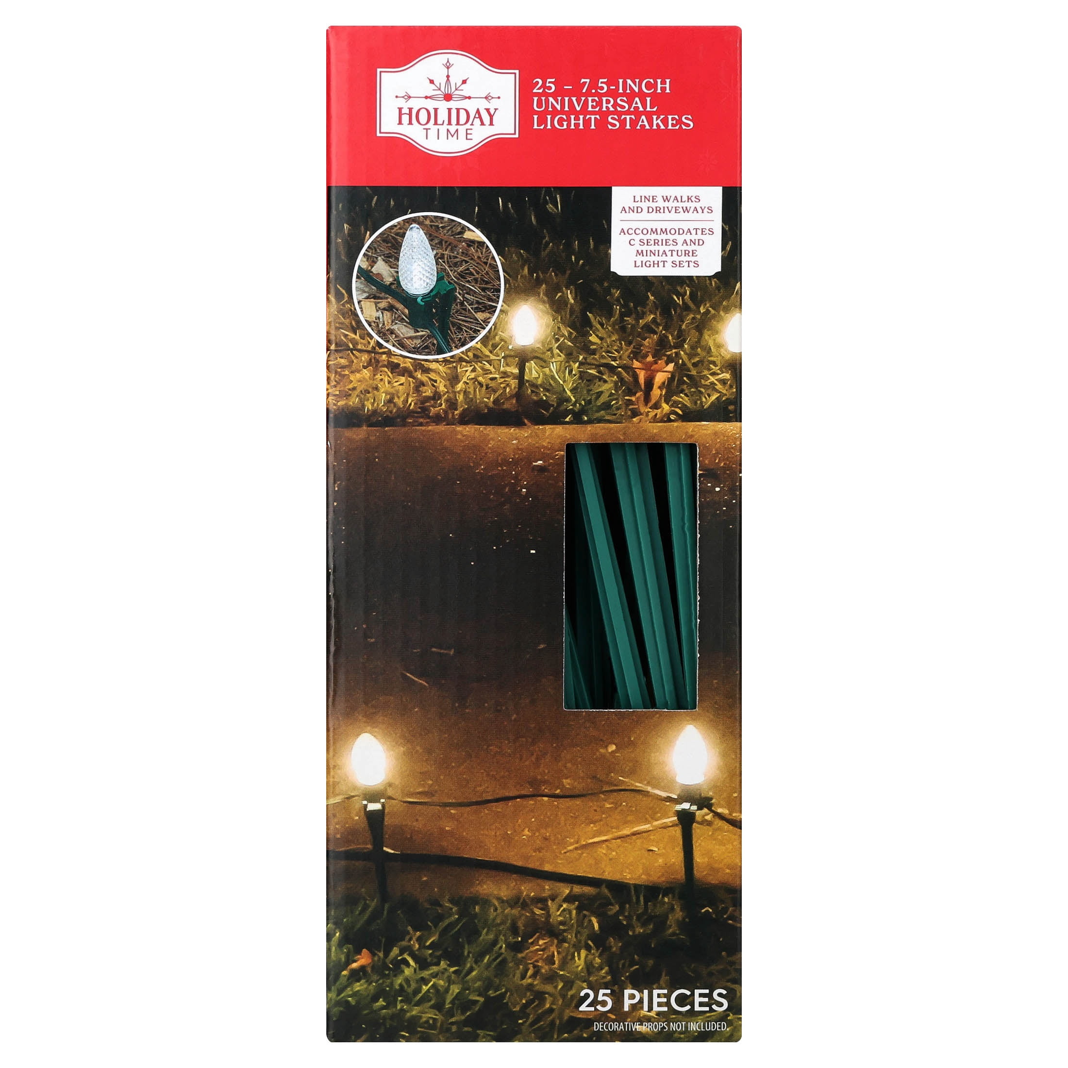 Universal Light Stakes, Dark Green, 7.5", 25 Count, by Holiday Time