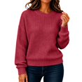 thumbnail image 2 of Harpily Women's Sweaters Solid color Crew Neck Long Sleeve Shirts Basic Style Lightweight Soft Fall Outfits for Women Knit Pullover Tops, 2 of 4