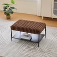 thumbnail image 2 of Auranook 30.7" Wide Upholstered Ottoman Coffee Table Foot Rest with Metal Legs and Open Storage, Faux Fur, Brown, 2 of 9